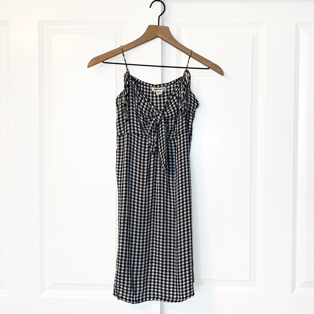 Billabong Sweet Pie Black and White Gingham Tie-Front Dress - Picture 4 of 5